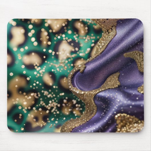 パープルグリーンと金ゴールドシャインマルディグラスビベス マウスパッド (正面)