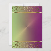 パープルグリーンと金ゴールドホリデーパーティー招待状 招待状 (正面)