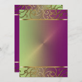 パープルグリーンと金ゴールドホリデーパーティー招待状 招待状 (正面/裏面)