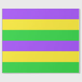 パープルグリーンイエローストライプズニューオーリンズマルディグラ ラッピングペーパー (フラット)