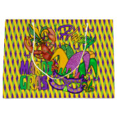 パープルグリーンイエローダイヤモンドハッピーマルディグラ ラージペーパーバッグ (正面)