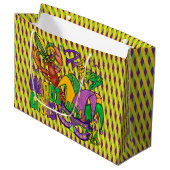 パープルグリーンイエローダイヤモンドハッピーマルディグラ ラージペーパーバッグ (正面アングル)