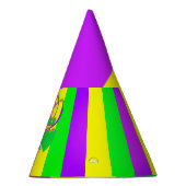 パープルグリーンイエローニューオーリンズマルディグラ パーティーハット (右)