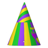 パープルグリーンイエローニューオーリンズマルディグラ パーティーハット (左)