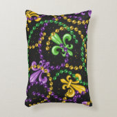 パープルグリーンイエローマルディグラビーズ アクセントクッション (正面(垂直))