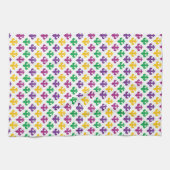 パープルグリーンイエローマルディグラフルーアディリス キッチンタオル (横)