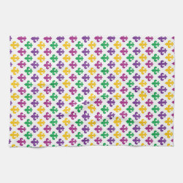 パープルグリーンイエローマルディグラフルーアディリス キッチンタオル
