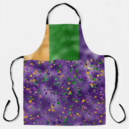 パープルグリーンイエローマルディグラ水玉模様 エプロン