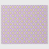 パープルグリーンイカットパターン ラッピングペーパー (フラット)