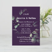 パープルグリーンエレガントリー結婚式招待状 招待状 (スタンド正面)