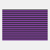 パープルグリーンオレンジブラックストライプハロウィーン ラッピングペーパーシート (正面2)