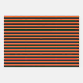 パープルグリーンオレンジブラックストライプハロウィーン ラッピングペーパーシート