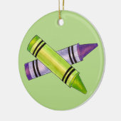 パープルグリーンクライアンズスクールアート先生カラーリング セラミックオーナメント (左)