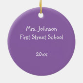 パープルグリーンクライアンズスクールアート先生カラーリング セラミックオーナメント (裏面)