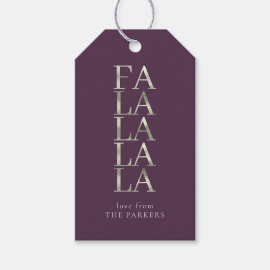 パープルグリーンクリスマスFa La La ID1009 ギフトタグ (正面)