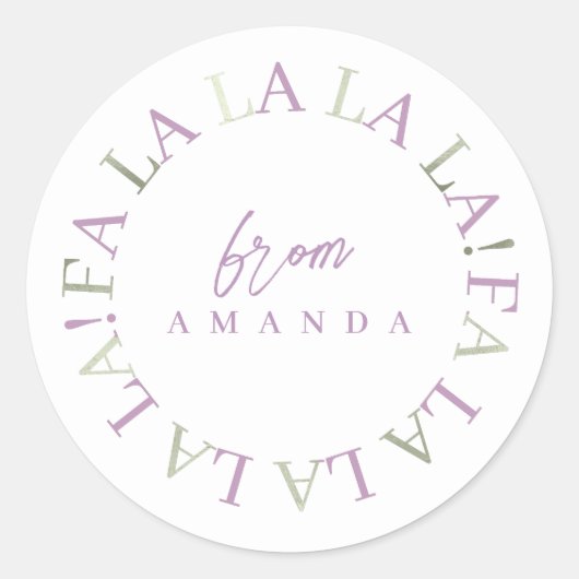 パープルグリーンクリスマスFa La La ID1009 ラウンドシール (正面)