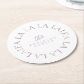 パープルグリーンクリスマスFa La La ID1009 ラウンドペーパーコースター (アングル)