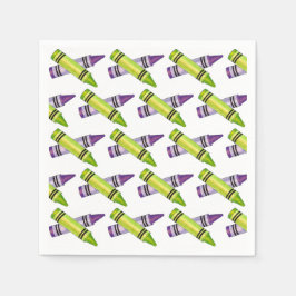 パープルグリーンクレヨンアートサプライ先生アーティスト スタンダードカクテルナプキン