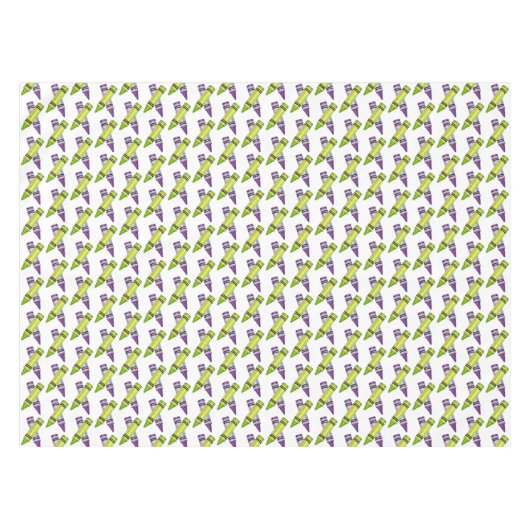 パープルグリーンクレヨンアートサプライ先生アーティスト テーブルクロス (正面(横))