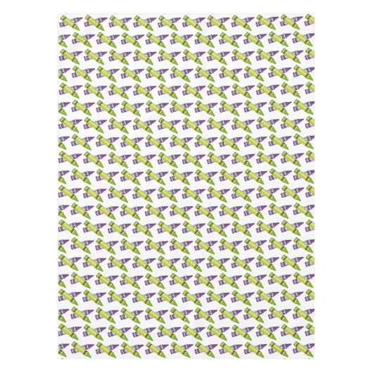 パープルグリーンクレヨンアートサプライ先生アーティスト テーブルクロス (正面)