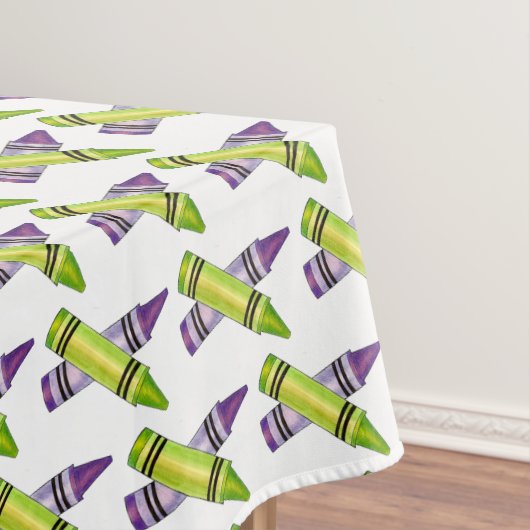 パープルグリーンクレヨンアートサプライ先生アーティスト テーブルクロス (インサイチュ)