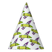 パープルグリーンクレヨンアートサプライ先生アーティスト パーティーハット (左)