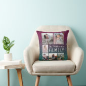 パープルグリーングラデーショングリッターファミリーフォトコラージュ クッション (椅子)