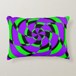 パープルグリーンサイケデリックスワールモダンアート アクセントクッション