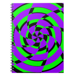 パープルグリーンサイケデリックスワールモダンアート ノートブック