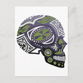 パープルグリーンシュガースカル骨格 ポストカード