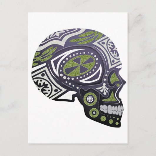 パープルグリーンシュガースカル骨格 ポストカード (正面)