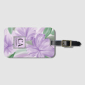 パープルグリーンシルバーフローラグリッターモノグラム ラゲッジタグ (正面横)