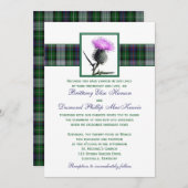 パープルグリーンタータンチェックティスル結婚式招待状 招待状 (正面/裏面)