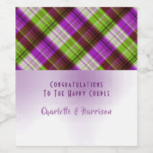 パープルグリーンタータンチェック結婚プレイド ワインラベル (シングルラベル)