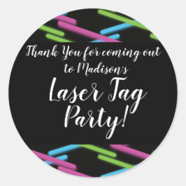 パープルグリーンティール（緑がかった色）ネオンレーザーラベルパーティー誕生日 ラウンドシール