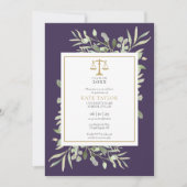 パープルグリーンネリー法律学校卒業写真 招待状 (正面)