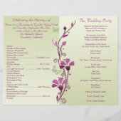 パープルグリーンバタフライフローラ結婚式 プログラム (裏面)