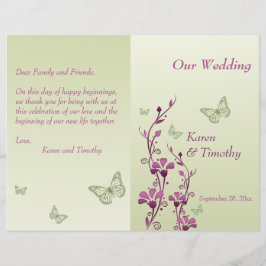 パープルグリーンバタフライフローラ結婚式 プログラム