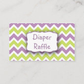 パープルグリーンバードおむつラッフルチケットまたはインサート エンクロージャーカード (裏面)