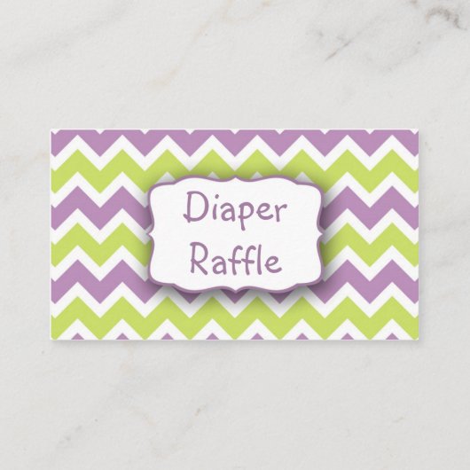 パープルグリーンバードおむつラッフルチケットまたはインサート エンクロージャーカード (裏面)