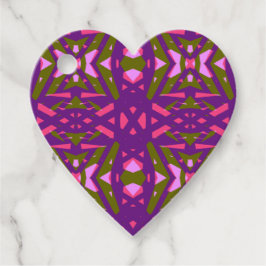 パープルグリーンピンクアールデコバレンタインハートギフト フェイバータグ