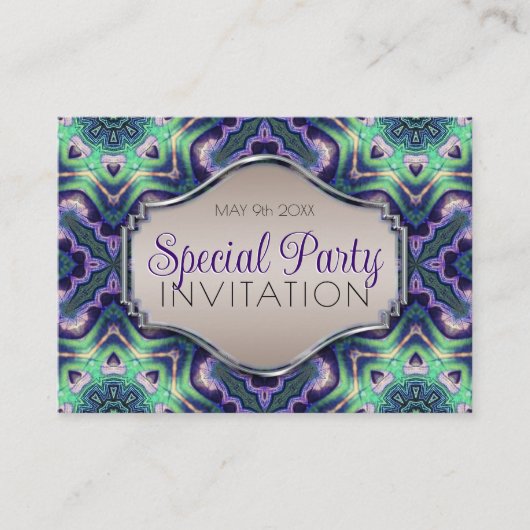 パープルグリーンピーコックマンダラ中世モダン時代 エンクロージャーカード (正面)