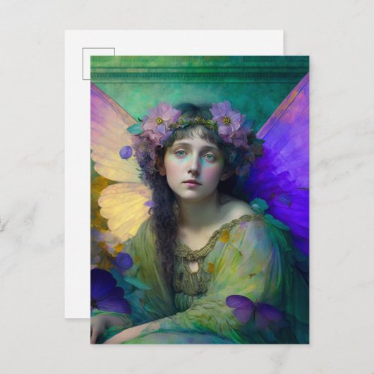 パープルグリーンフェアリーファンタジー ポストカード (正面/裏面)