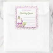 パープルグリーンフォレストアニマルズ蔵書票/本プレート スクエアシール (バッグ)