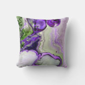 パープルグリーンブライト大理石カラフル流体抽象芸術 クッション (正面)