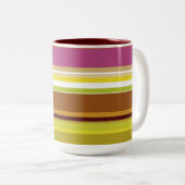 パープルグリーンブラウンストライプカラフルストライプ ツートーンマグカップ (正面右)