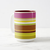 パープルグリーンブラウンストライプカラフルストライプ ツートーンマグカップ (正面左)