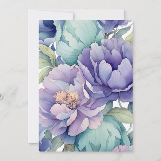 パープルグリーンブルーフローラ70誕生日 招待状 (裏面)