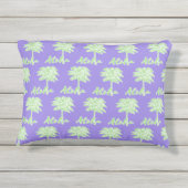 パープルグリーンホワイトパームアロハトロピカル アウトドアクッション (裏面)