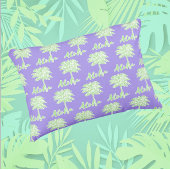 パープルグリーンホワイトパームアロハトロピカル アウトドアクッション